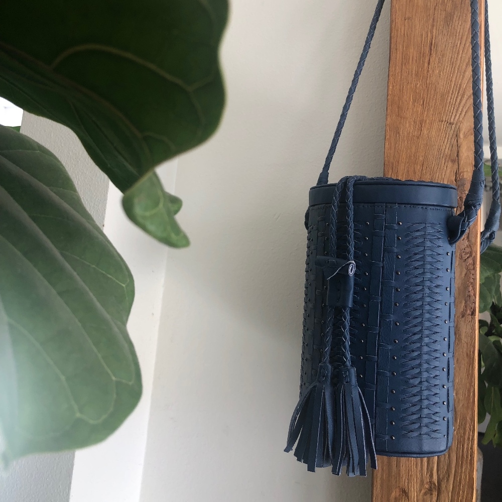 Cleobella Blue Cylinder Crossbody Bag